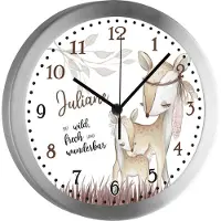 CreaDesign Kinderzimmer Funkwanduhr, Funkuhr Wanduhr Kinder, Reh Indianer 25 cm