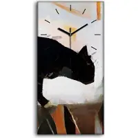 Coloray Wandbild Leinwand Bilder Wanduhr 30x60 Das Katzenbild surreale Abstraktion - schwarze Hände
