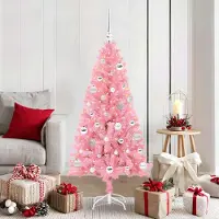vidaXL "Schlussverkauf" Weihnachtsbaum(1 pc) - Kunstbaum/Tannenbaum - mit 150 LEDs mit Ständer Rosa 150 cm PVC C7673