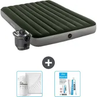 Intex Luftbett - 2 Personen - 152 x 203 x 25 cm - Grün - Inklusive Pumpe - Spannbettuch en Reperaturset