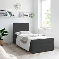 EURO-MEBLE Boxspringbett, Kinderbett MERA PREMIUM MINI 100x200cm - OHNE Topper mit Bettkästen Einzelbett, Stauraum, Jugendbett (Kunstleder Schwarz - MADRYT 1100)