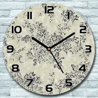 Coloray Wanduhr aus Glas Rund fi 30 Altstil blumig beige Quarz Deko Schlafzimmer Büro