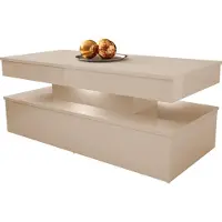 Mirjan 24 Couchtisch 120 Glossa 01 mit LED-Beleuchtung, Kaffeetisch, Modern Tisch, 120x55x50 cm (Farbe: Wüstensand)