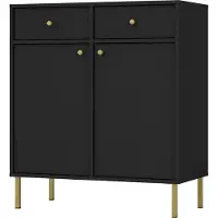 Masseno Kommode TORINO 84 cm Sideboard mit 2 Schubladen und 2 Türen für Wohnzimmer Schlafzimmer Modern 84x41x95 cm Graphitfarben / Graphitfarben