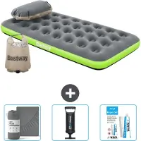 Bestway Luftmatratze – 1 Person – 99 x 188 x 22 cm – Grau/Grün – im Lieferumfang enthalten Zubehör