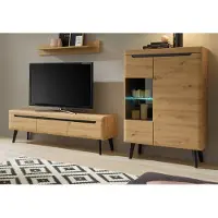 Furn.Design Wohnwand Ronson in Artisan Eiche und schwarz Wohnkombination skandinavisch 270cm