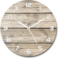 Tulup Wanduhr aus Glas 30fi Glasbild Glasuhr Gehärtetes Glas - weisse-zeiger - Wooden background