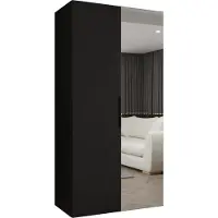 MEBLE KRYSPOL , Kleiderschrank, Schrank 100 cmx202x52, Schwarz, Schwarz