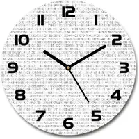 Tulup Wanduhr aus Glas 30fi Glasbild Glasuhr Gehärtetes Glas - schwarze-zeiger - Binary code