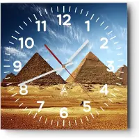ARTTOR Wanduhr - Quadrat - Glasuhr - Pyramide Wüste Sand - 30x30cm - Schleichendes Uhrwerk - Lautlos - zum Aufhängen bereit - Dekoration Modern - Wanddekoration aus Glas - C4AC30x30-0211