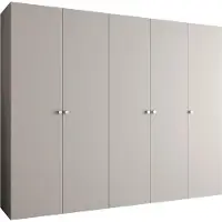 MEBLE KRYSPOL Schrank 250x202x52 cm mit Kleiderstange, 5xTür, PARMA, Kaschmir, Griff Silber