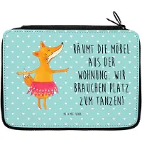 Mr. & Mrs. Panda Federtasche Fuchs Ballerina - Türkis Pastell - Geschenk, Party, Tanzen, Feier, Ballett, Federmäppchen, Etui, Geburtstag, Bleistiftetui, Stiftetasche