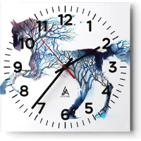ARTTOR Wanduhr - Quadrat - Glasuhr - natur malen schön Hengst - 40x40cm - Schleichendes Uhrwerk - Lautlos - zum Aufhängen bereit - Dekoration Modern - Wanddekoration aus Glas - C4AC40x40-3123