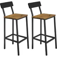 Begryf 2er-Set Barhocker Industrial, 90 cm, Sitz 30x30 cm, Hocker mit Rückenlehne, Metallgestell, Holzoptik Eiche, Tresen & Küchentisch