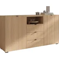 Mirjan 24 Türkommode Cyliza 2D3SZ, Stilvoll Wohnzimmer, Kommode mit zwei Drehtüren und drei Schubladen (Farbe: Vicenza Eiche Weiß Gekalkt)