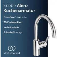 Ideal standard Alero Küchenarmatur, Auslaufhöhe 211 mm, 360° schwenkbar – Chrom