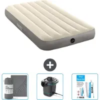 Intex Luftbett – 1 Person – 99 x 191 x 25 cm – Beige – im Lieferumfang enthalten Spannbettuch - Pumpe en Reperaturset