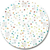 Tulup Wanduhr aus Glas 30fi Glasbild Glasuhr Gehärtetes Glas - weisse-zeiger - Colorful dots