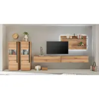 Empinio24 Wohnwand Eiche 440 cm 5-teilig Nr 22 mit Beleuchtung Boston