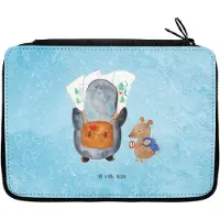 Mr. & Mrs. Panda Stifteetui Pinguin & Maus Wanderer - Eisblau - Geschenk, Etui, Abenteuer, Ausflug, Mäppchen, Federmappe, Schreibmappe, Schlampermäppchen, Wandern