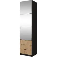 Bettso Modularer Kippschrank mit Spiegel und Schubladen ONYX 50 Schwarz Wotan