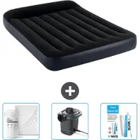 Intex Airbed – Doppelbett – 137 x 191 x 25 cm – Dunkelblau – Im Lieferumfang enthalten Spannbettuch - Pumpe en Reperaturset