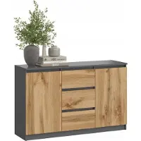 BDW , Kommode mit Schubladen, 120×97 cm, COCO, 2D4SZ, Graphit / Eiche Wotan 2d3sz