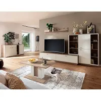 Lomadox Wohnmöbel Set in Eiche und weiß modern mit Couchtisch, 5-teilig - SAGUNTO-05