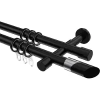 Interdeco Gardinenstange / Vorhangstange Schwarz, Typ Prestige Verano (Schräge Bicolor), 20 mm Ø 2-läufig, 100 cm
