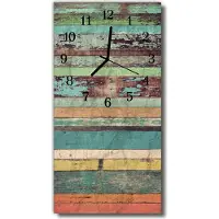 Tulup Glasuhr Wanduhr Küchenuhr Echt-Glas 30x60 Holz Mehrfarbig