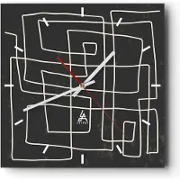 ARTTOR Wanduhr - Quadrat - Glasuhr - Schwarzweiß Labyrinth Linie - 30x30cm - Schleichendes Uhrwerk - Lautlos - zum Aufhängen bereit - Dekoration Modern - Wanddekoration aus Glas - C3AC30x30-5110