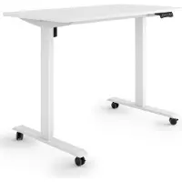 ESmart Germany ETX-121WW 120 x 60 cm Weiß Ergonomischer Steh-Sitz-Schreibtisch auf Rollen Stufenlos elektrisch höhenverstellbar 78,5 - 128,5 cm 3x Memory Aktivitätserinnerung Soft-Start/Stopp
