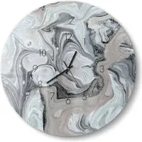 DEQORI Glasuhr Ø50 cm Zahlen 'Organische Eleganz' Wanduhr Glas Uhr Design leise Küchenuhr