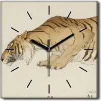 Coloray Uhr auf Leinwand 30x30 cm Wand Uhr Dekoration Wohnzimmer Segeltuch schwarze Hände -Japan Tigertier