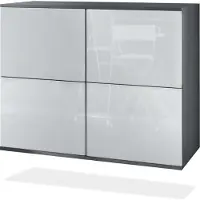Vladon Kommode Rova V3, Moderner Küchenschrank mit 4 Push-to-Open Türen Anthrazit matt / Weiß Hochglanz (92,5 x 73.5 x 35)