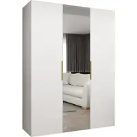 MEBLE KRYSPOL , Kleiderschrank, Schrank 150 cmx202x52, Weiß, Gold