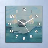 Coloray Deko Glasuhr Wanduhr 30x30 Wal Schiff Aquarell Quarz Küchenuhr Bürouhr