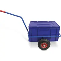 BRB-Lagertechnik Handwagen mit herausnehmbarer Kunststoffkiste 600 x 400 x 320 mm in blau
