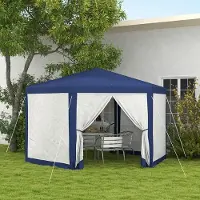 Xkiss Pavillon mit Moskitonetz 6-eckig Partyzelt Gartenpavillon für Gartenfeiern & Veranstaltungen 3,94x3,412x2,5m Blau