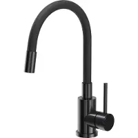 Quadron Küchenarmatur MAGGIE SteelQ Mischbatterie 360°, Farbe: Schwarz, Höhe: 38cm QFix-Funktion, Drehung- Wasserhahn für Küche aus Edelstahl