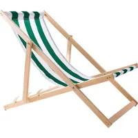 Woodok Liegestuhl Klappbar Holz - Strandstuhl aus Buchenholz bis 120kg, ohne Armlehne - 3-Stufige Rückenlehnenverstellung (Grün/Weiß)