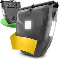 Kuny Fahrradtaschen für Gepäckträger inkl. Schultergurt & Tragegriff, 100% Wasserfeste Fahrradtasche mit Reflektoren & Klicksystem, Gepäckträgertasche
