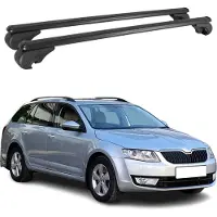 Omtec Dachträger Grundtäger für Skoda Octavia mk3 Kombi 2013-2020 75kg Schwarz Alu 2x