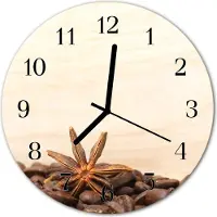 Tulup Glasuhr Wanduhr Küchenuhr Echt-Glas 30fi cm Kaffeebohnen braun