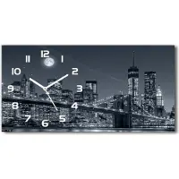Tulup Wanduhr aus Glas – 60x30 cm - Glasbild - Glasuhr - Gehärtetes Glas - weisse-zeiger - Manhattan New York