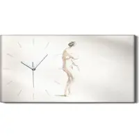 Coloray Wohnzimmer-Bild Leinwand Uhr Geräuschlos 60x30 Zeichnung Alte Frauen Kunst - weiße Hände