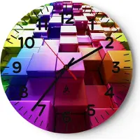 ARTTOR Wanduhr - Rund - Glasuhr - Abstrakt bunt entwurf muster - 40x40cm - Schleichendes Uhrwerk - Lautlos - zum Aufhängen bereit - Dekoration Modern - Wanddekoration aus Glas - C4AR40x40-2174