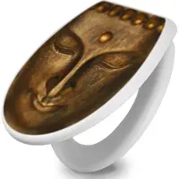 Banjado Toilettendeckel mit Absenkautomatik 37,3x45x5cm -Buddha Gold - WC Brille Soft Close - hygienischer Toilettendeckel/Klodeckel Duroplast mit Edelstahl Scharnieren - einfache Montage [TDW 10087]