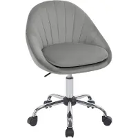 Woltu Bürostuhl ergonomisch, Schminkstuhl, Schreibtischstuhl 150 kg belastbar, Samt : Hellgrau Farbe: Hellgrau