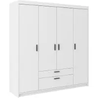 Masseno Drehtürenschrank ELENORA 176,3 cm Kleiderschrank Schlafzimmer Schrank 4-türig Weiß
